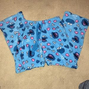 Sesame Street Cookie Monster fuzzy sleep pants
